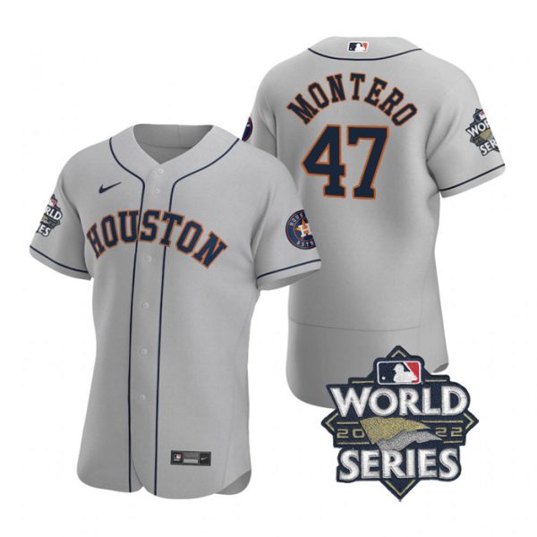 Astros 47 Rafael Montero Gray Nike 2022 World Series Flexbase Jersey->houston astros->MLB Jersey
